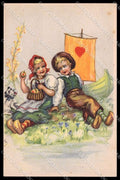 Illustratori Artist Signed Dutch Children Dog cartolina ZG7065 – fronte