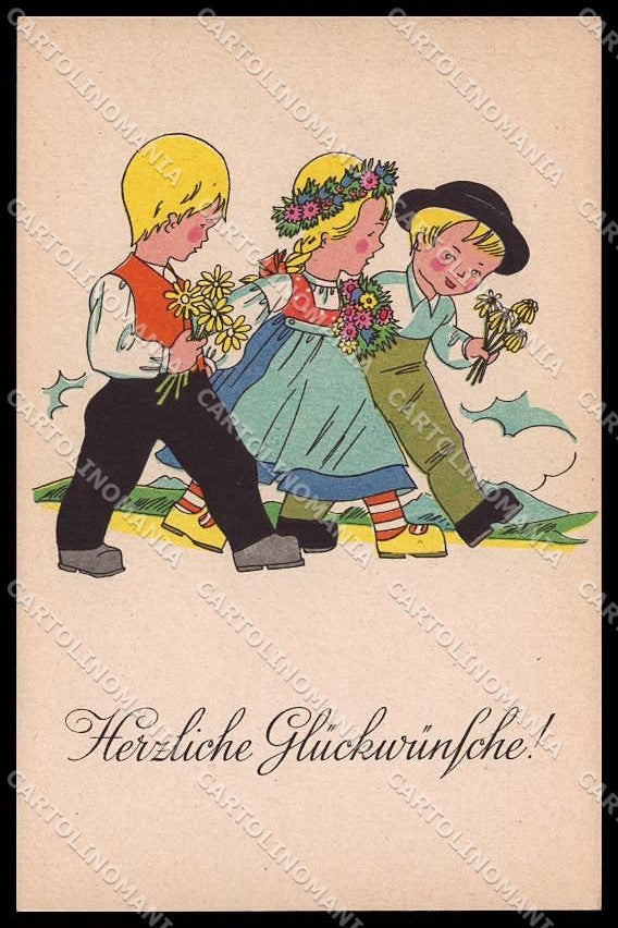 Illustratori Artist Signed Children Mountain cartolina ZG7069 – fronte