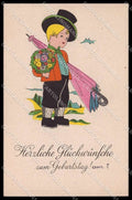 Illustratori Artist Signed Boy Mountain Bambino cartolina ZG7070 – fronte