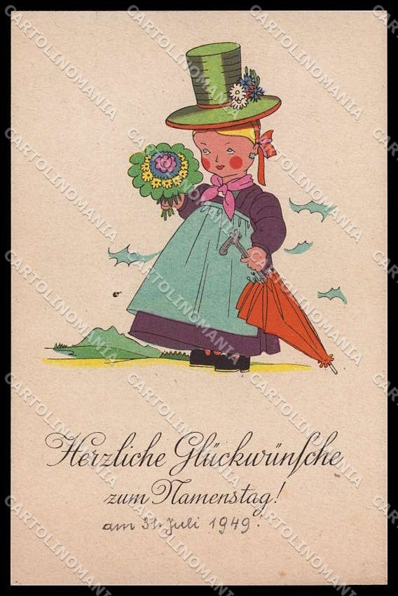 Illustratori Artist Signed Girl Mountain cartolina ZG7071 – fronte