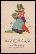 Illustratori Artist Signed Girl Mountain cartolina ZG7071 – fronte