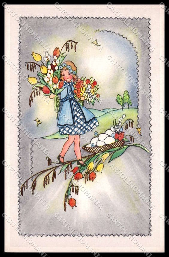 Illustratori Artist Signed Girl Easter Pasqua serie 1147-1 cartolina ZG7073 – fronte