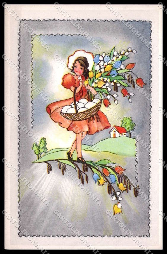 Illustratori Artist Signed Girl Easter Pasqua serie 1147 cartolina ZG7074 – fronte
