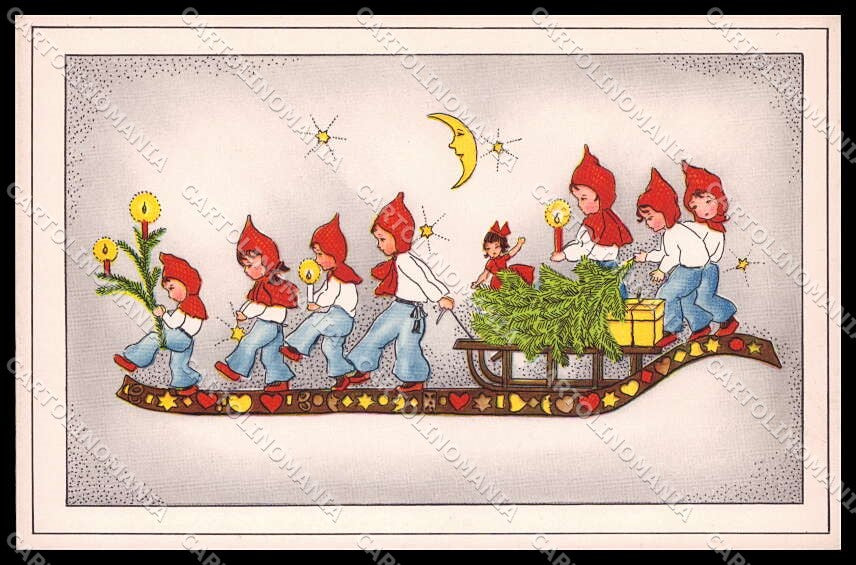 Illustratori Artist Signed Children Cristmas Sleigh serie 1287 cartolina ZG7096 – fronte