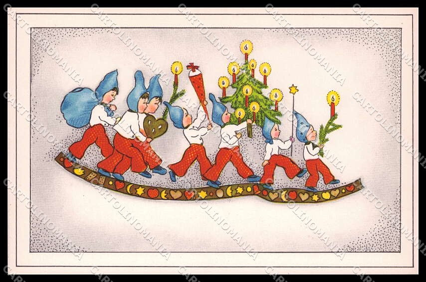 Illustratori Artist Signed Children Cristmas Tree serie 1287-1 cartolina ZG7097 – fronte