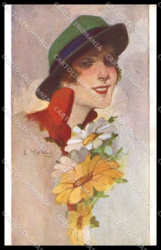 Illustratori Artist Signed L. Yobbi Fashion Glamour Lady serie 37 pc ZG7119 – fronte