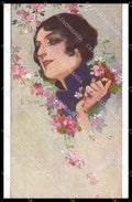 Illustratori Artist Signed L. Yobbi Fashion Glamour Lady serie 34 pc ZG7120 – fronte