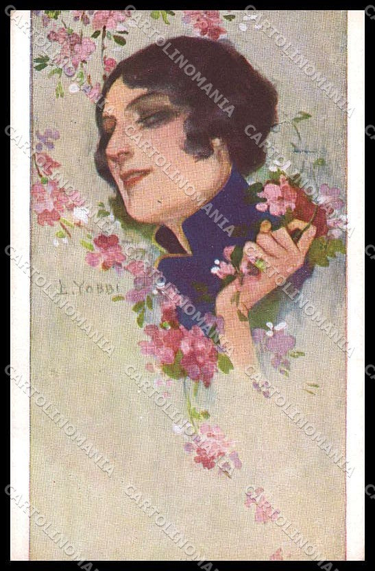 Illustratori Artist Signed L. Yobbi Fashion Glamour Lady serie 34 pc ZG7120 – fronte