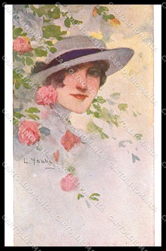 Illustratori Artist Signed L. Yobbi Fashion Glamour Lady serie 36 pc ZG7121 – fronte