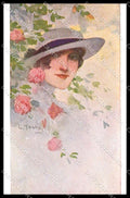 Illustratori Artist Signed L. Yobbi Fashion Glamour Lady serie 36 pc ZG7121 – fronte