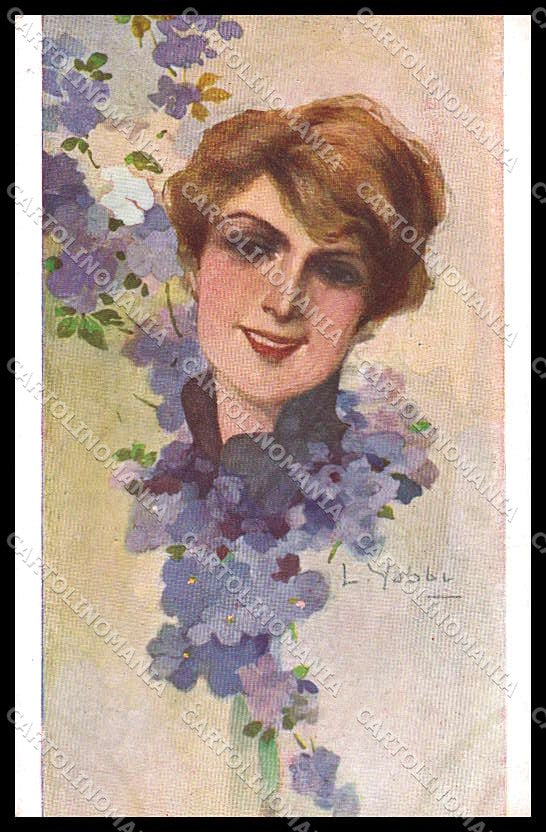 Illustratori Artist Signed L. Yobbi Fashion Glamour Lady serie 40pc ZG7122 – fronte