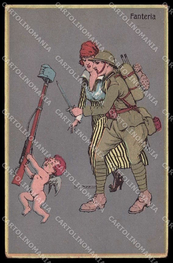 Illustratori Artist Signed G Toppi Lady Soldier Fanteria Propaganda WW1pc ZG7132 – fronte