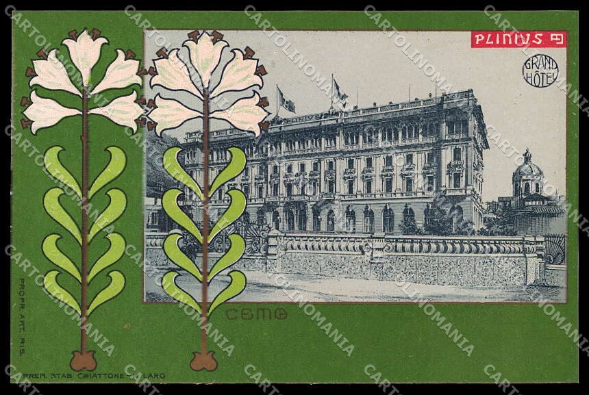 Illustratori Artist Signed Chiattone Art Nouveau Como Grand Hotel pc ZG7140 – fronte