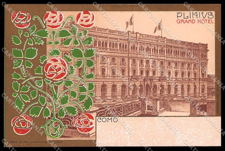 Illustratori Artist Signed Chiattone Art Nouveau Como Grand Hotel pc ZG7142 – fronte