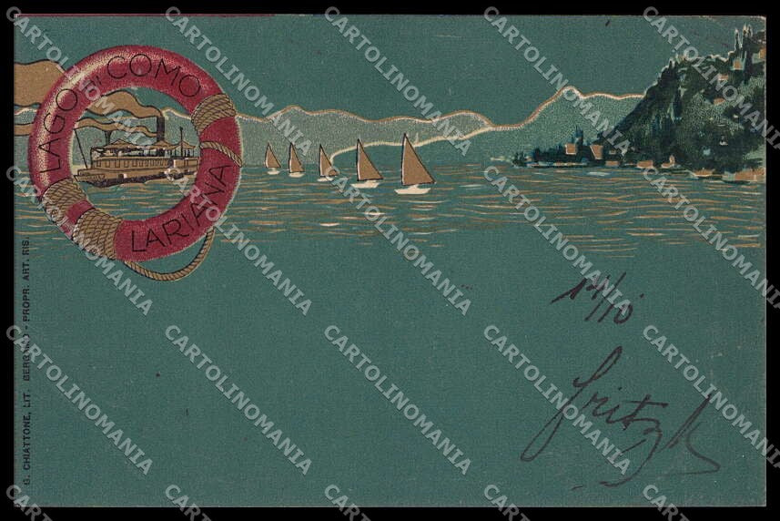 Artist Signed Chiattone Art Nouveau Como Battello Lariana WRINKLES pc ZG7145 – fronte