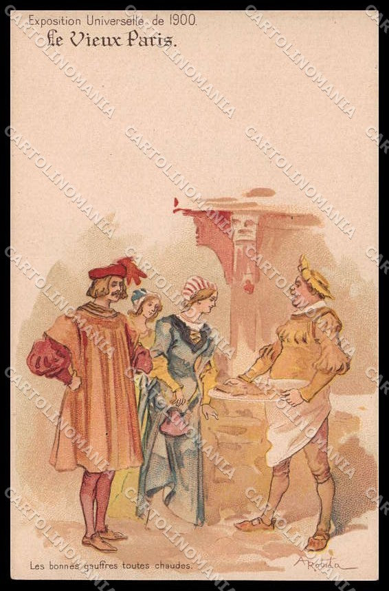 Illustratori Artist Signed Robida Lady Le Vieux Paris Expo 1900 pc ZG7147 – fronte