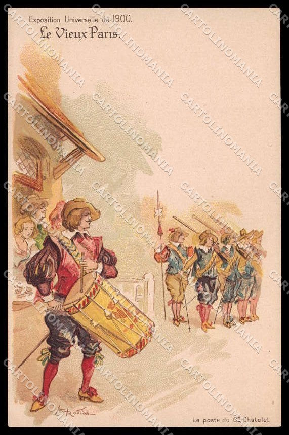 Illustratori Artist Signed Robida Le Vieux Paris Expo 1900 cartolina ZG7149 – fronte