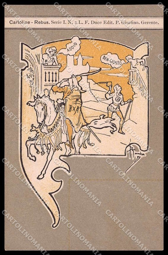 Illustratori Artist Signed P. Gamba Rebus Horse Lady serie I-2 cartolina ZG7159 – fronte