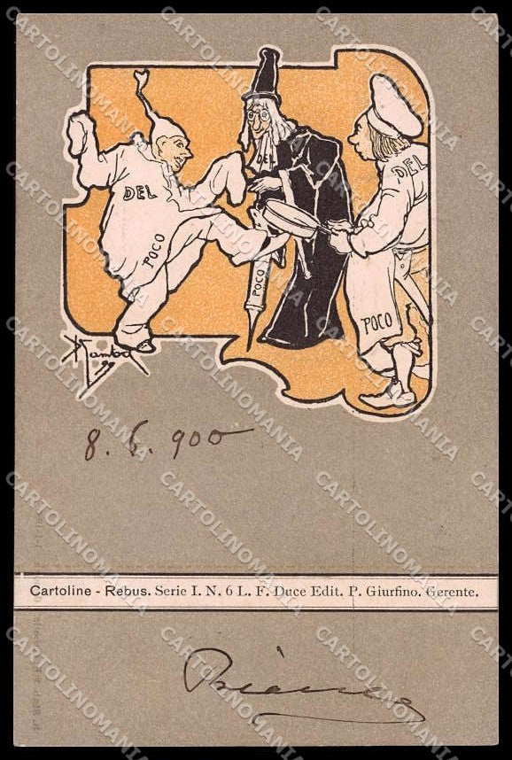 Illustratori Artist Signed P. Gamba Rebus Pulcinella serie I-6 cartolina ZG7161 – fronte