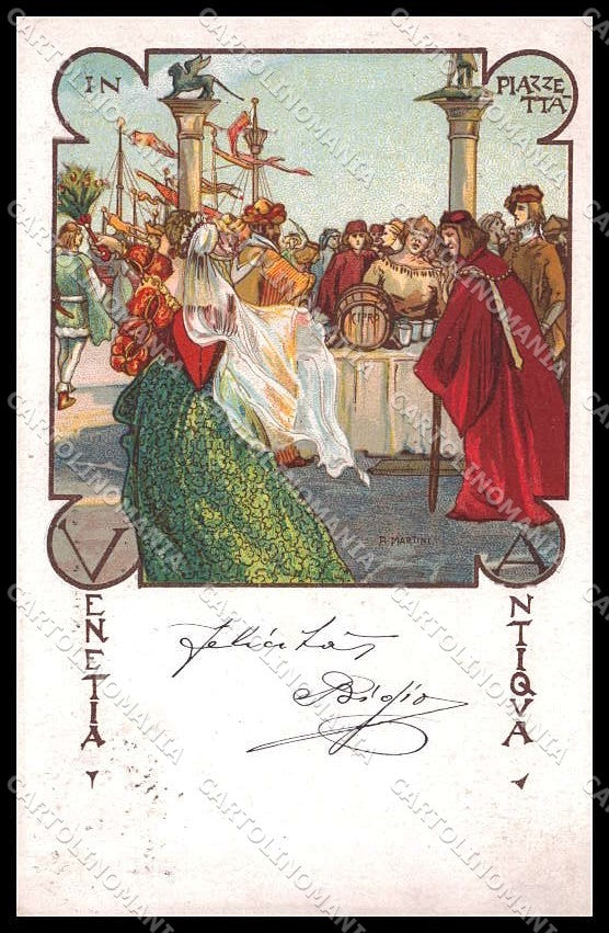 Illustratori Artist Signed Martini Venetia Antiqua Venezia Lady cartolina ZG7174 – fronte