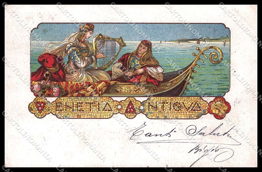 Illustratori Artist Signed Martini Venetia Antiqua Venezia Lady cartolina ZG7175 – fronte