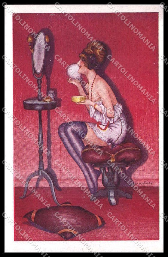 Artist Signed S Xavier Lady Make up Coquetterie Noyer 146 ABRADED pc ZG7187 – fronte