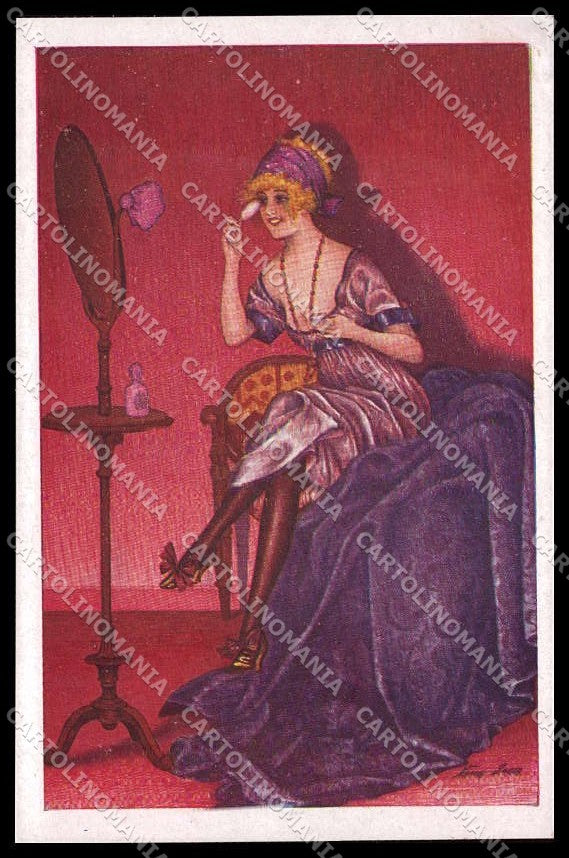 Artist Signed S Xavier Lady Make up Coquetterie Noyer 146 ABRADED pc ZG7188 – fronte