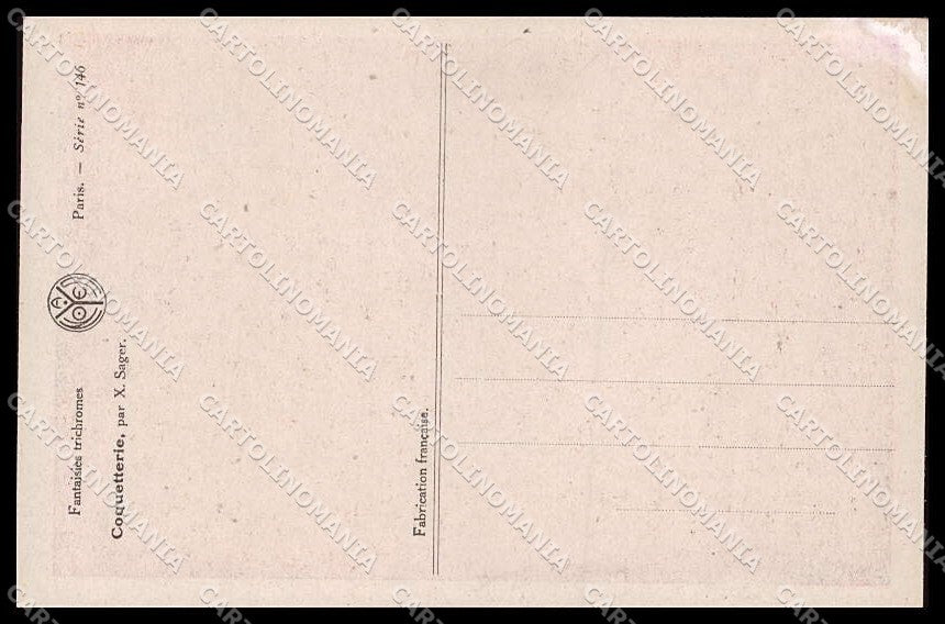 Artist Signed S Xavier Lady Make up Coquetterie Noyer 146 ABRADED pc ZG7188 – retro