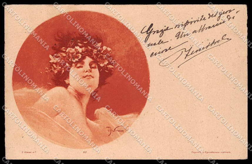 Illustratori Artist Signed Villa Art Nouveau Lady serie 95 cartolina ZG7190 – fronte