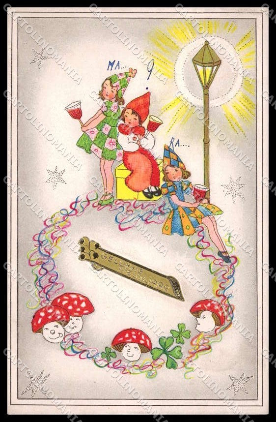Illustratori Artist Signed Girls Christmas Mushroom serie 1336 cartolina ZG7198 – fronte