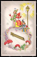 Illustratori Artist Signed Girls Christmas Mushroom serie 1336 cartolina ZG7198 – fronte