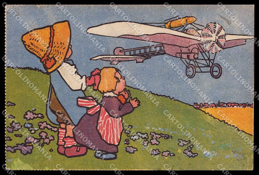 Illustratori Artist Signed Children Plane TS TEARED cartolina ZG7223 – fronte