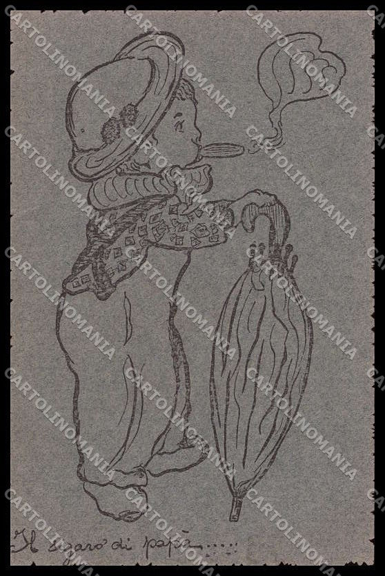 Illustratori Artist Signed Boy Smoking Child Il Sigaro di PapÃ  133 pc ZG7230 – fronte