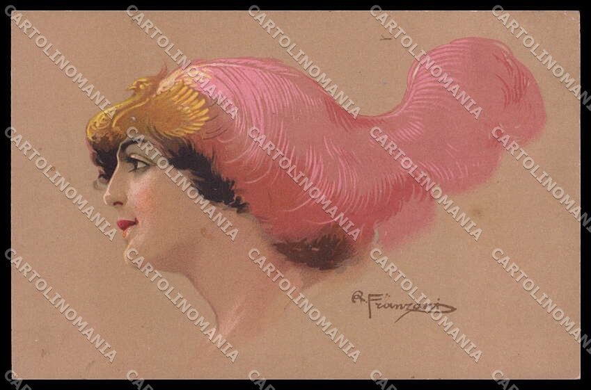 Artist Signed R. Franzoni Fashion Lady serie 1008-3 CORNER CREASED pc ZG7232 – fronte