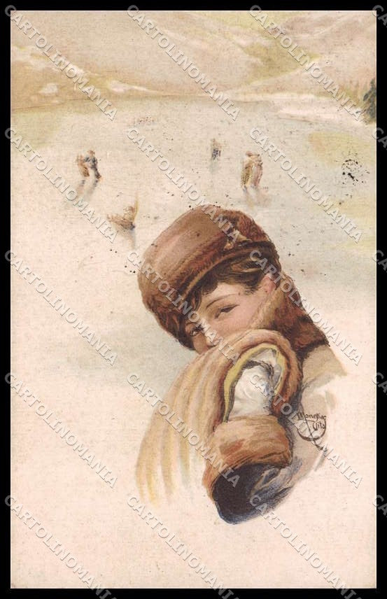 Illustratori Artist Signed Monestier Lady Winter serie 810-2 cartolina ZG7235 – fronte