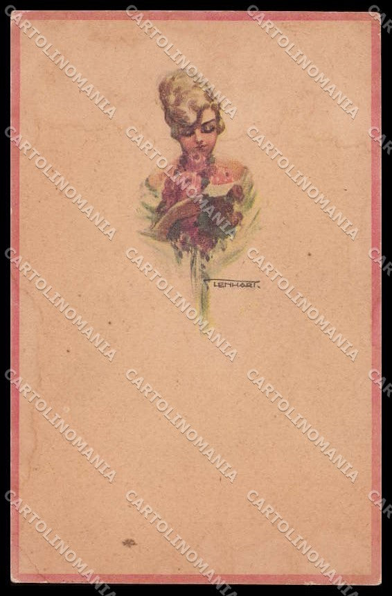 Illustratori Artist Signed Lenhart Fashion Lady 22-5 WRINKLES STAINS pc ZG7237 – fronte