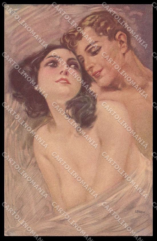 Illustratori Artist Signed Metlicovitz Risque Lady Couple serie 244-5 pc ZG7240 – fronte