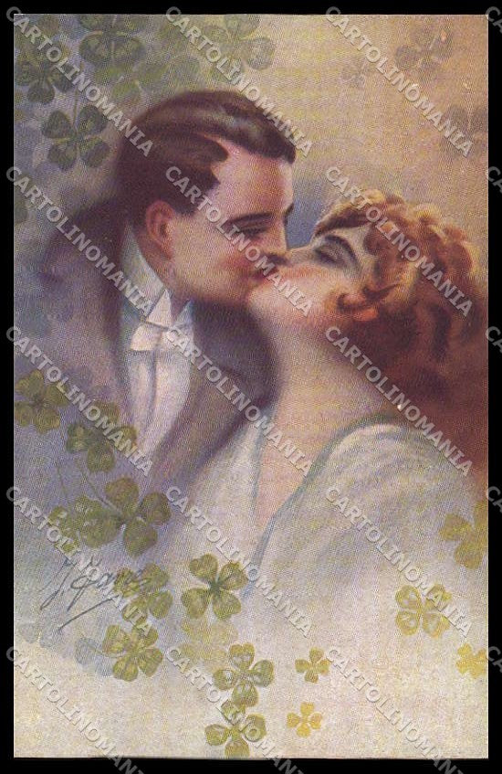 Illustratori Artist Signed Favre Lady Kissing Couple serie 889 pc ZG7242 – fronte