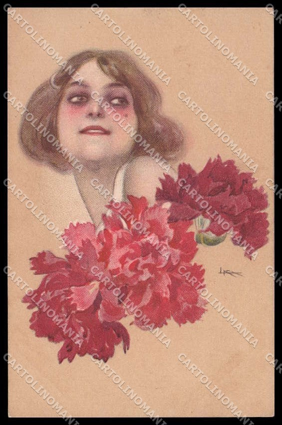 Illustratori Artist Signed Metlicovitz Lady Flowers 144-4 cartolina ZG7243 – fronte