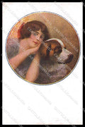 Illustratori Artist Signed Monestier Lady St. Bernard Dog 36-3 ABRADED pc ZG7247 – fronte