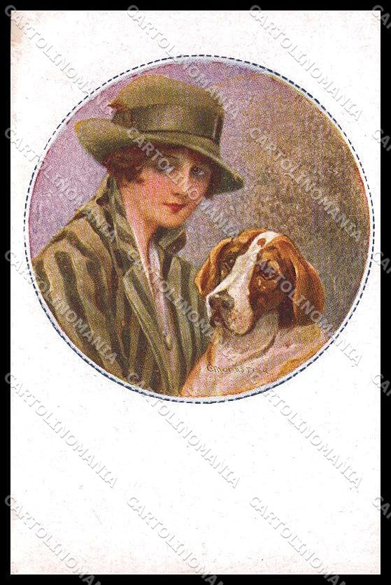 Illustratori Artist Signed Monestier Lady Bracco Dog serie 36- ABRADED pc ZG7251 – fronte