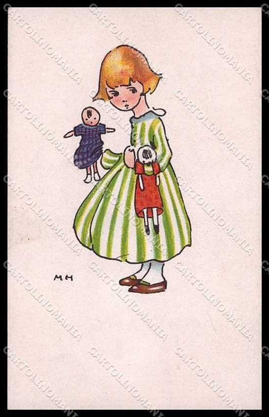 Illustratori Artist Signed M H Girl Doll serie 1334-3 cartolina ZG7263 – fronte