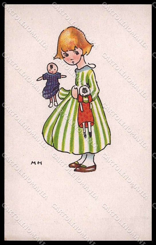 Illustratori Artist Signed M H Girl Doll serie 1334-3 cartolina ZG7264 – fronte