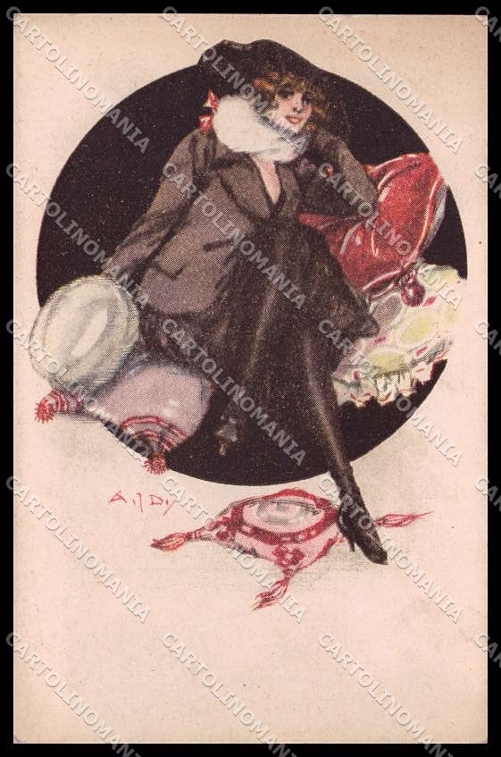 Artist Signed Aldo Bruno Fashion Lady serie 6 CORNER CREASED pc ZG7270 – fronte