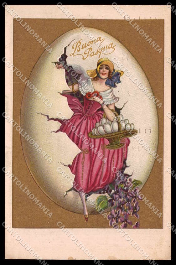 Illustratori Artist Signed Bonora Fashion Lady Easter Egg Degami 114 pc ZG7272 – fronte