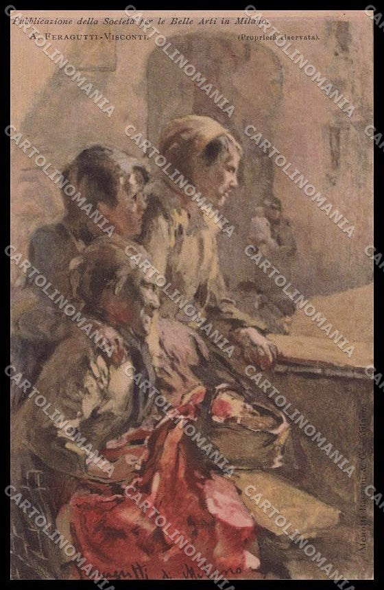 Artist Signed A. Feragutti Children SocietÃ  Belle Arti Milano 967 pc ZG7291 – fronte