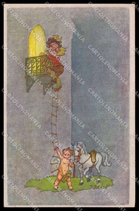 Artist Signed Gareis Children Cupid Horse BKWI 3254-1 CREASED pc ZG7304 – fronte