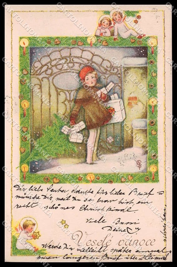 Illustratori Artist Signed Ljuby Ernapovy Girl Christmas cartolina ZG7334 – fronte