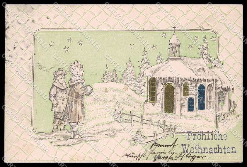 Illustratori Artist Signed Children Christmas Relief cartolina ZG7335 – fronte