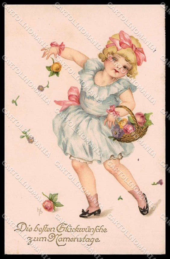 Artist Signed H. Petersen Girl Meissner & Buch 2828 CORNER CREASED pc ZG7342 – fronte